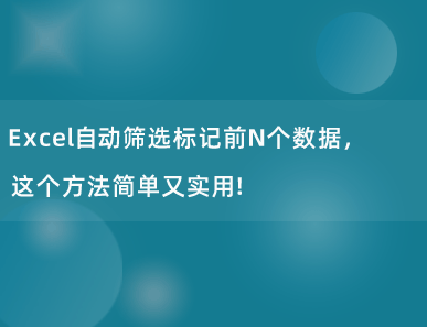 Excel自动筛选标记前N个数据，这个方法简单又实用！